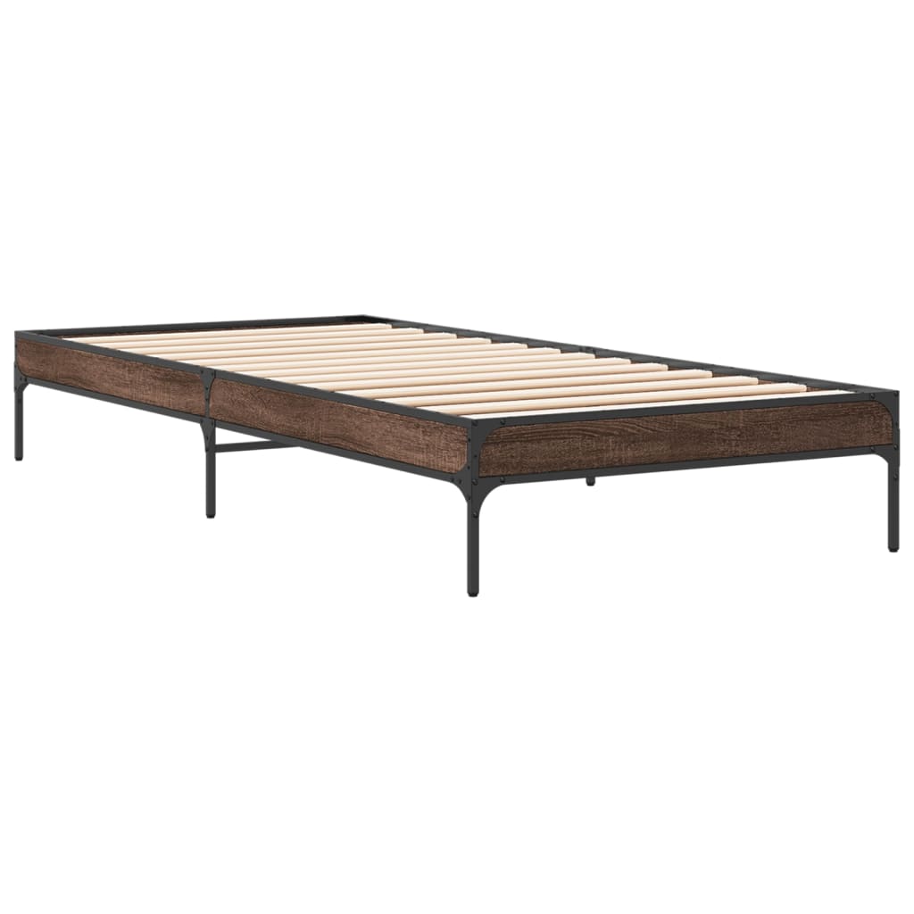 Okvir za krevet smeđi hrast 90x190 cm konstruirano drvo i metal