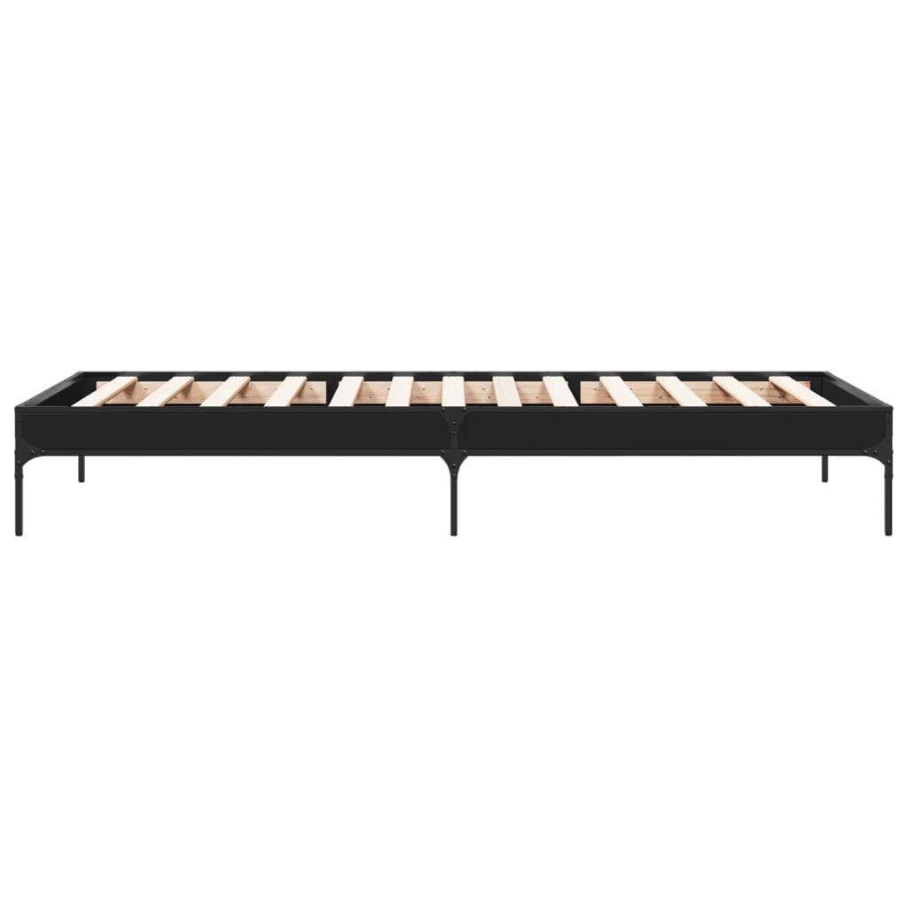 Okvir za krevet crni 75 x 190 cm od konstruirano drvo i metal