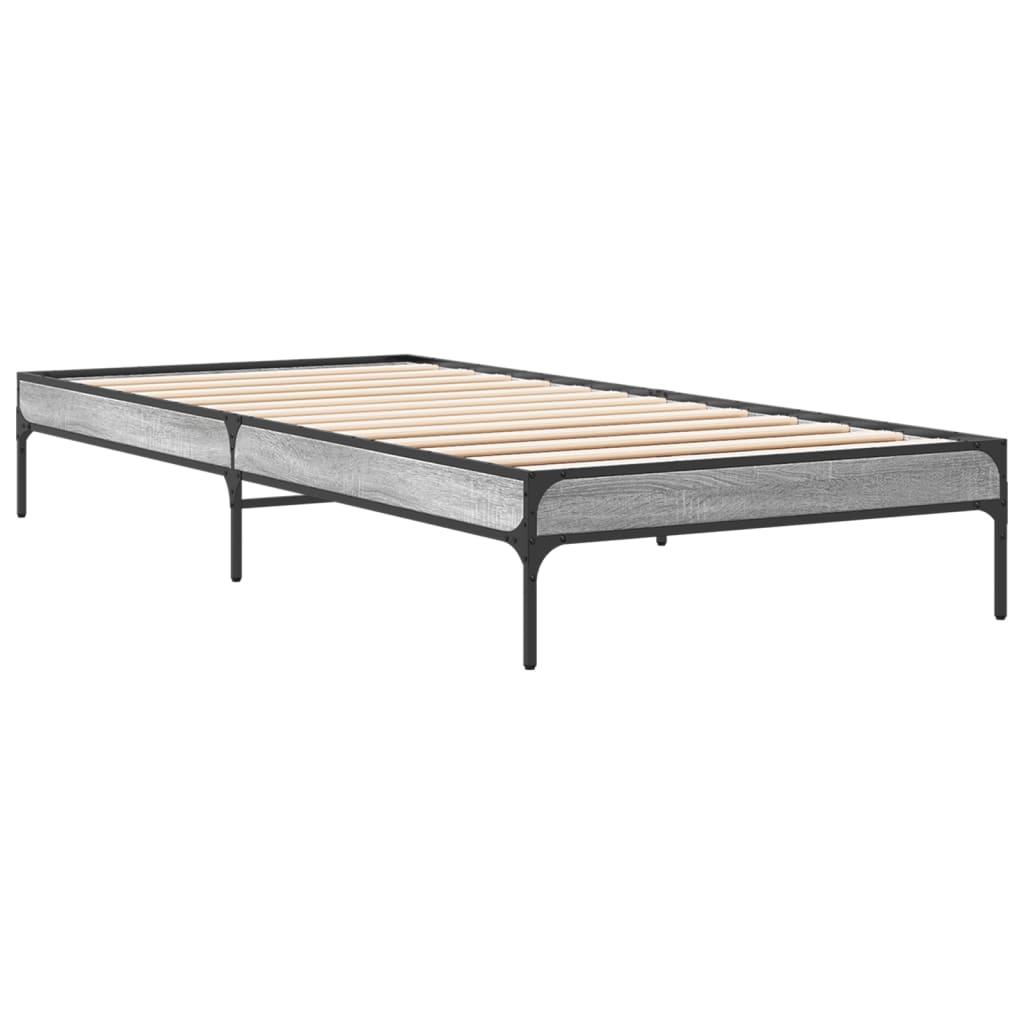 Okvir za krevet boja hrasta 75x190 cm konstruirano drvo i metal