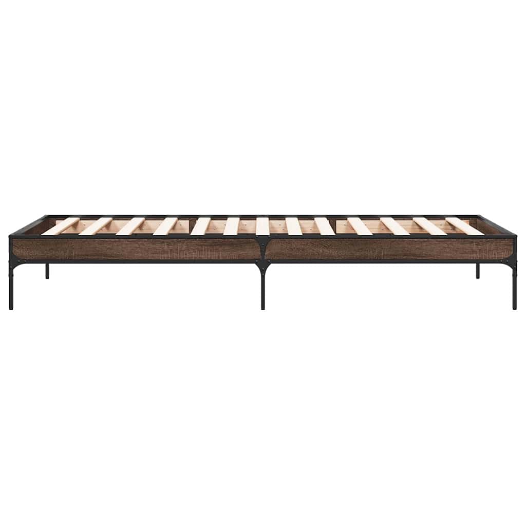 Okvir za krevet smeđi hrast 75x190 cm konstruirano drvo i metal
