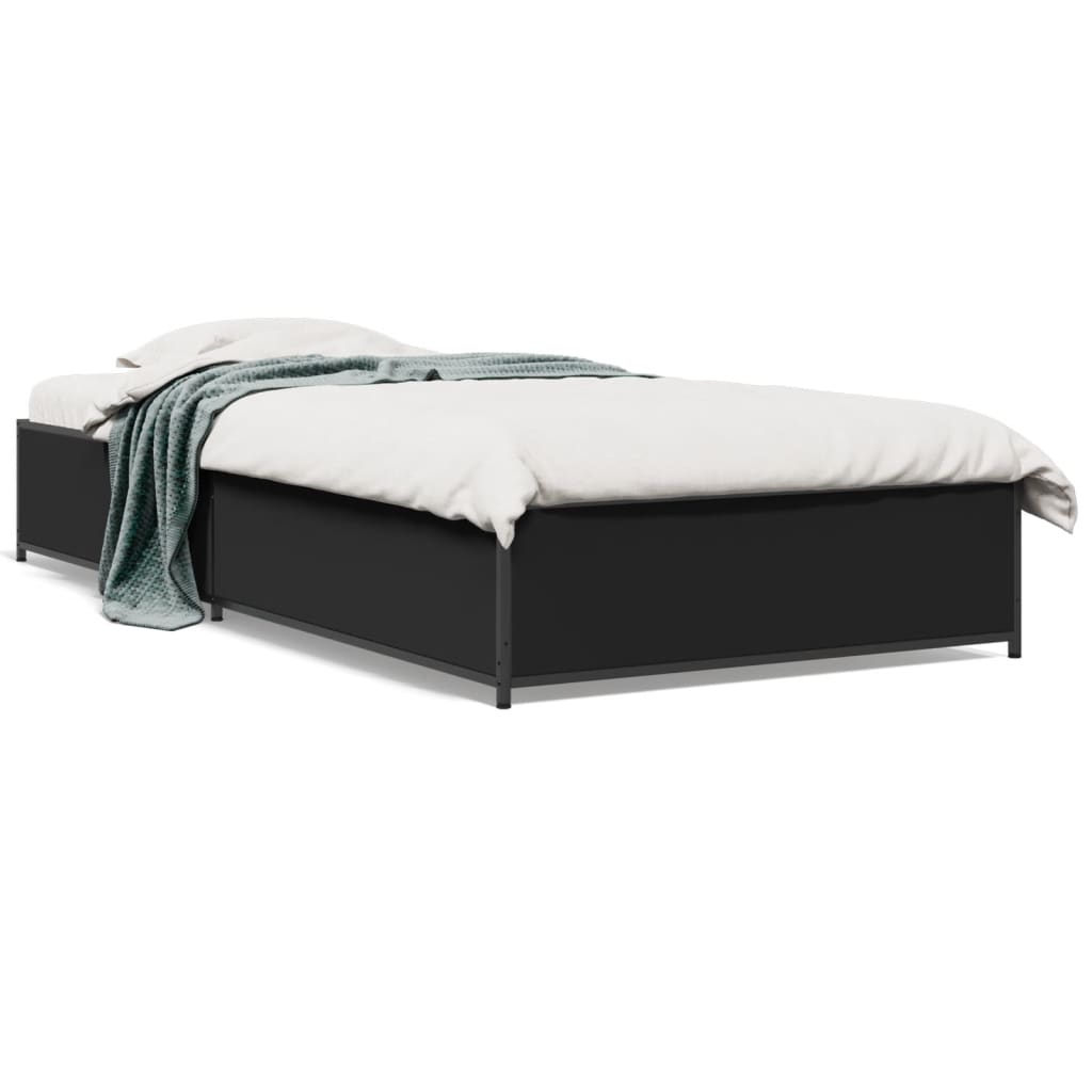 Okvir za krevet crni 100x200 cm konstruirano drvo i metal