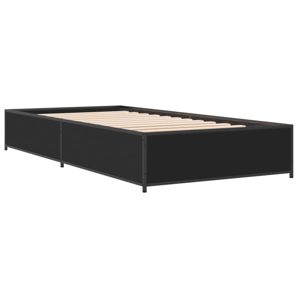Okvir za krevet crni 100x200 cm konstruirano drvo i metal