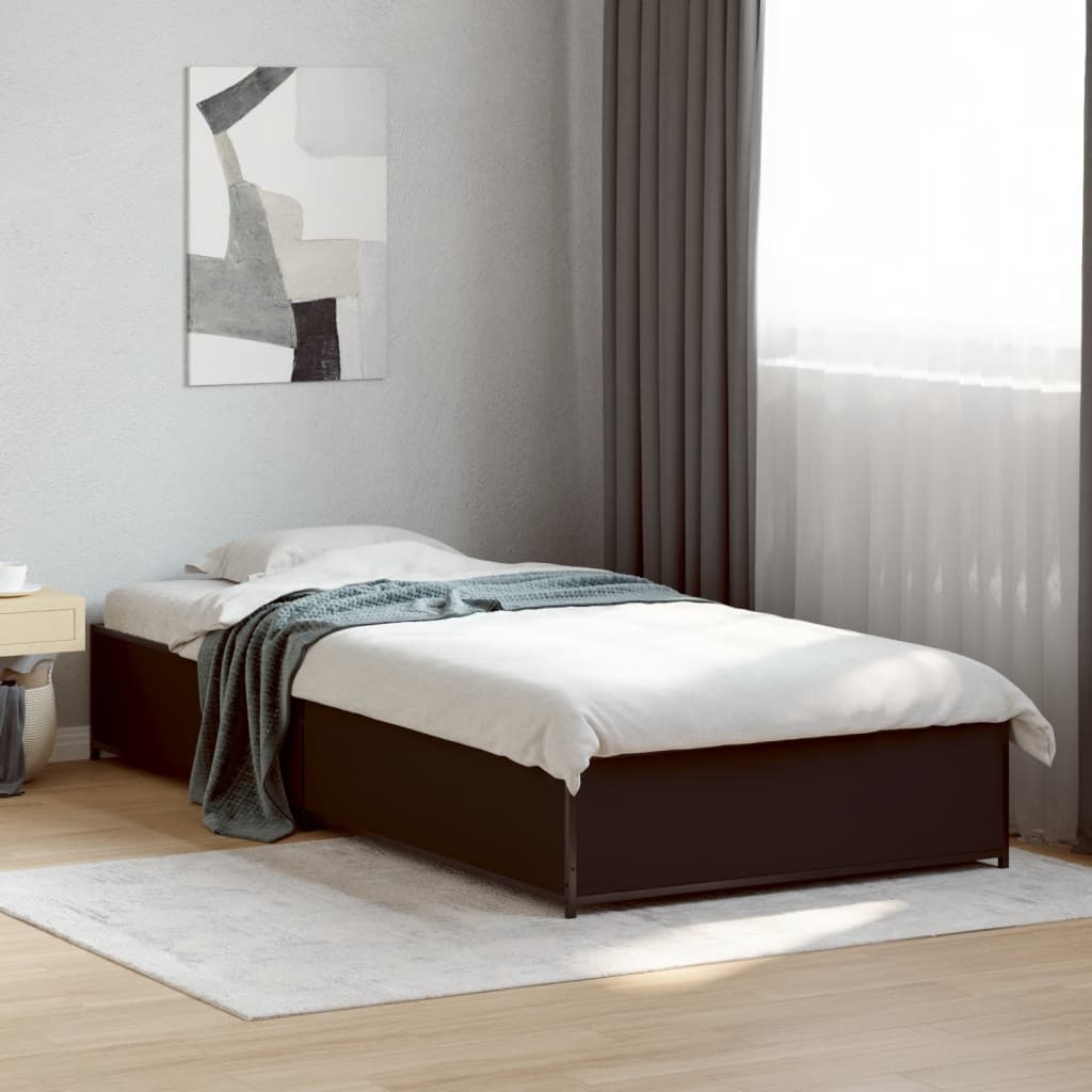 Okvir za krevet crni 100x200 cm konstruirano drvo i metal