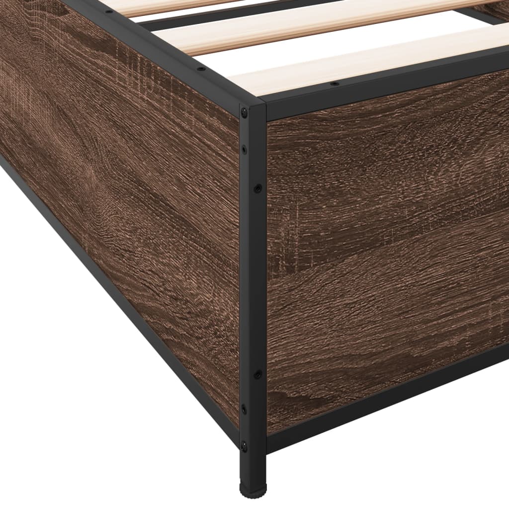 Okvir za krevet smeđi hrast 100x200cm konstruirano drvo i metal