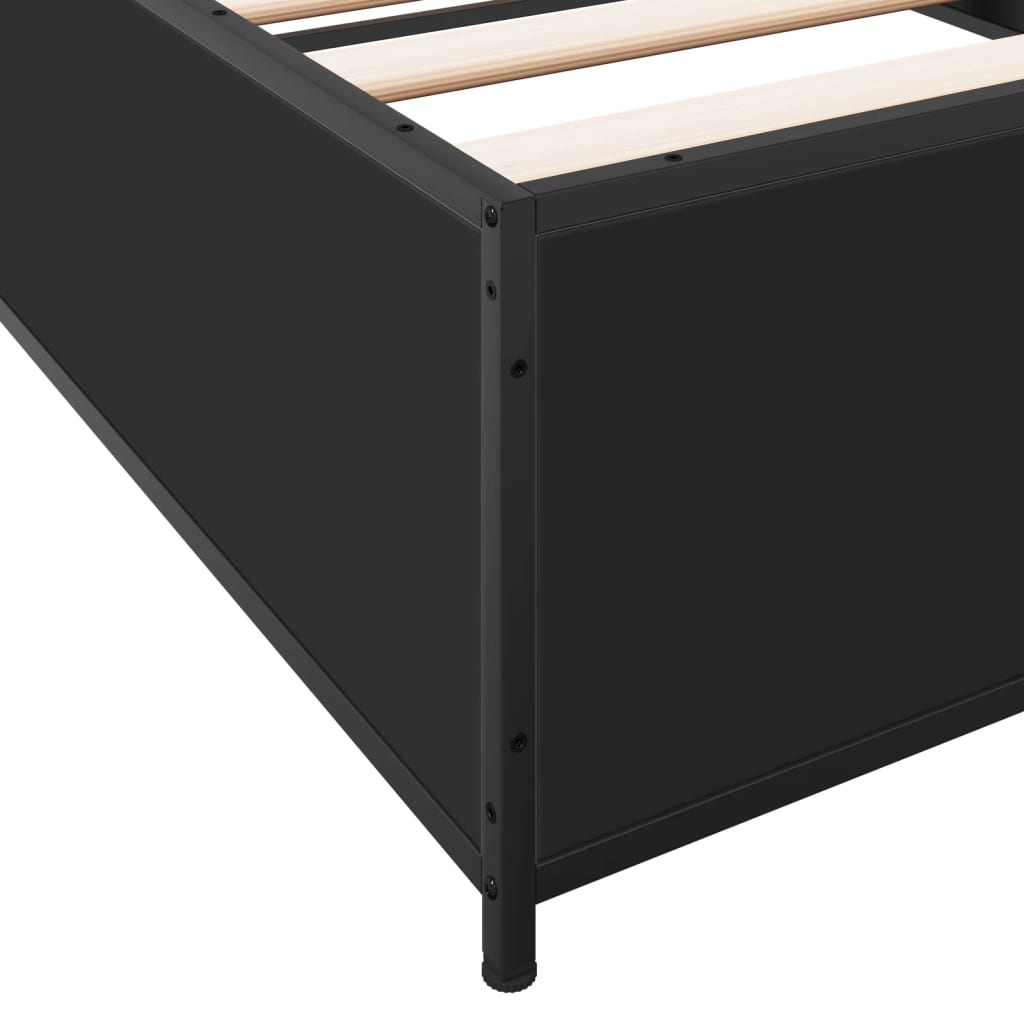 Okvir kreveta crni 90 x 200 cm konstruirano drvo i metal