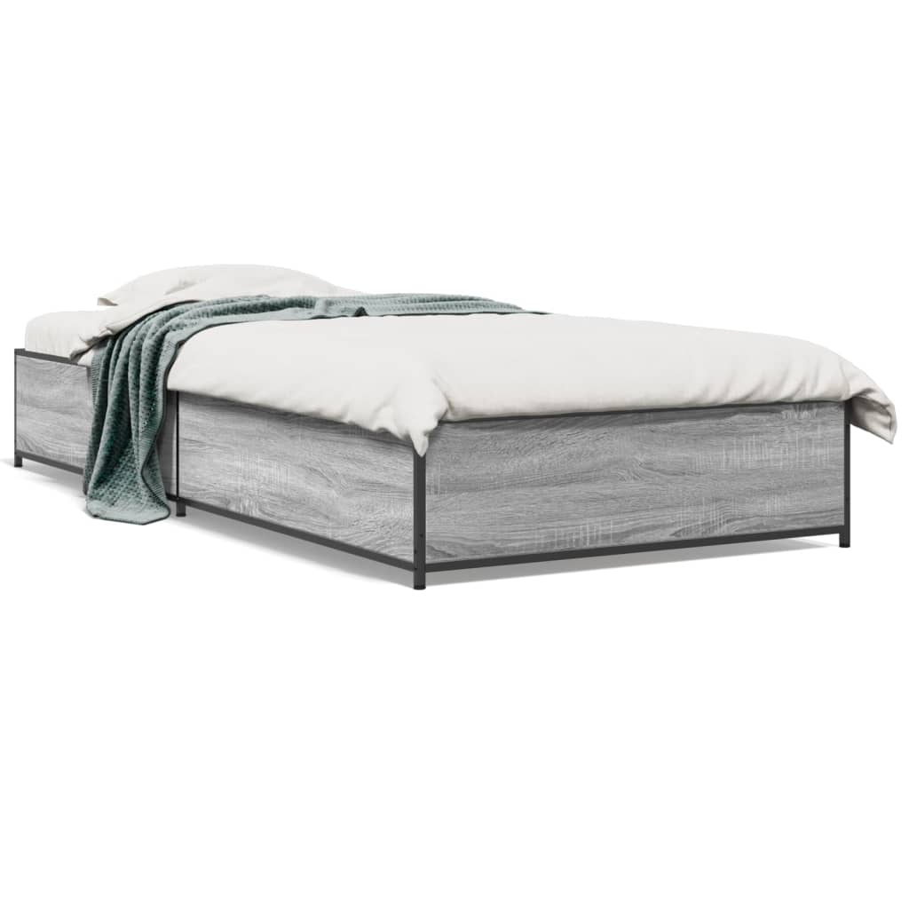 Okvir za krevet boja hrasta 90x200 cm konstruirano drvo i metal
