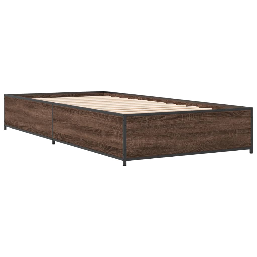 Okvir za krevet smeđi hrast 90x190 cm konstruirano drvo i metal