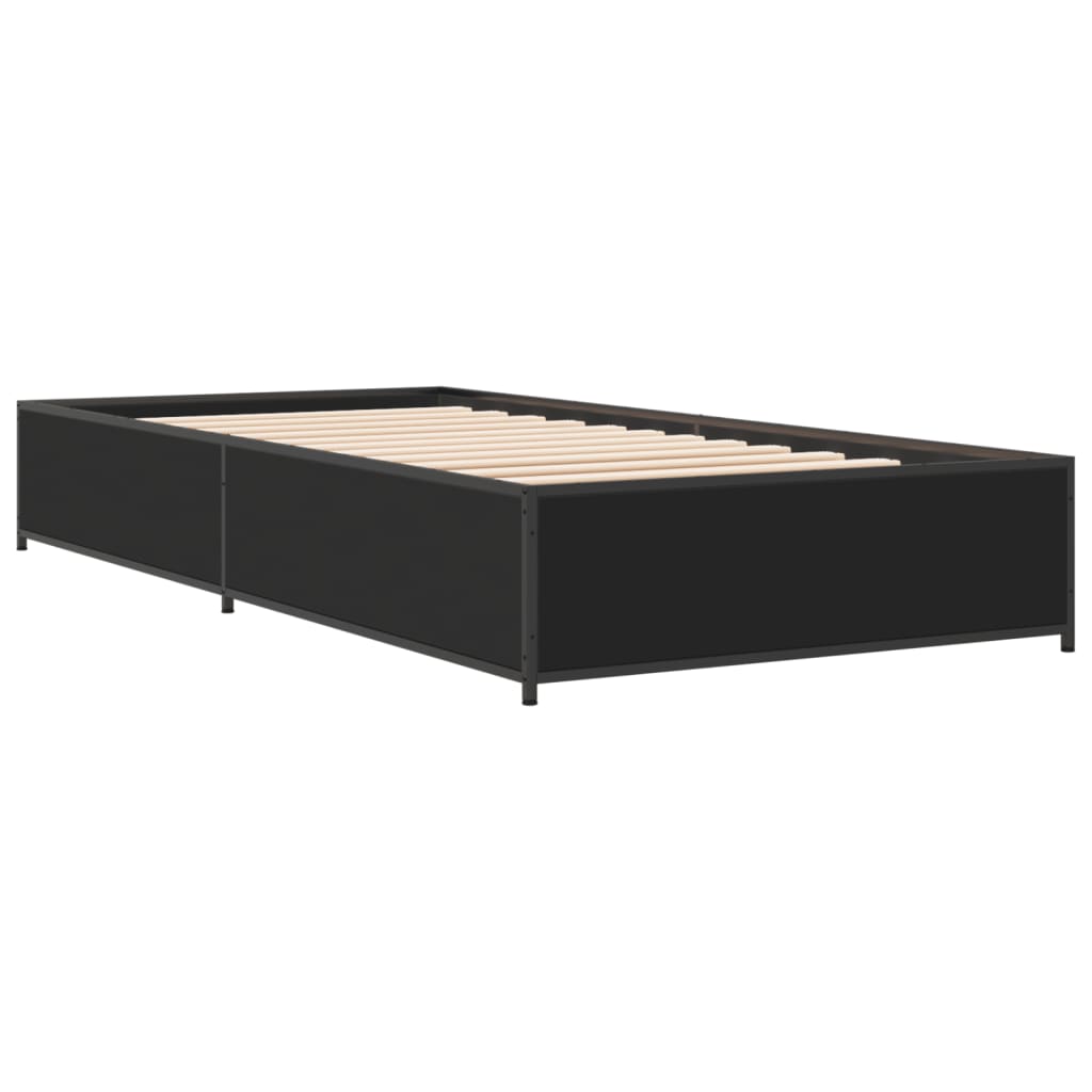 Okvir za krevet crni 75 x 190 cm od konstruirano drvo i metal
