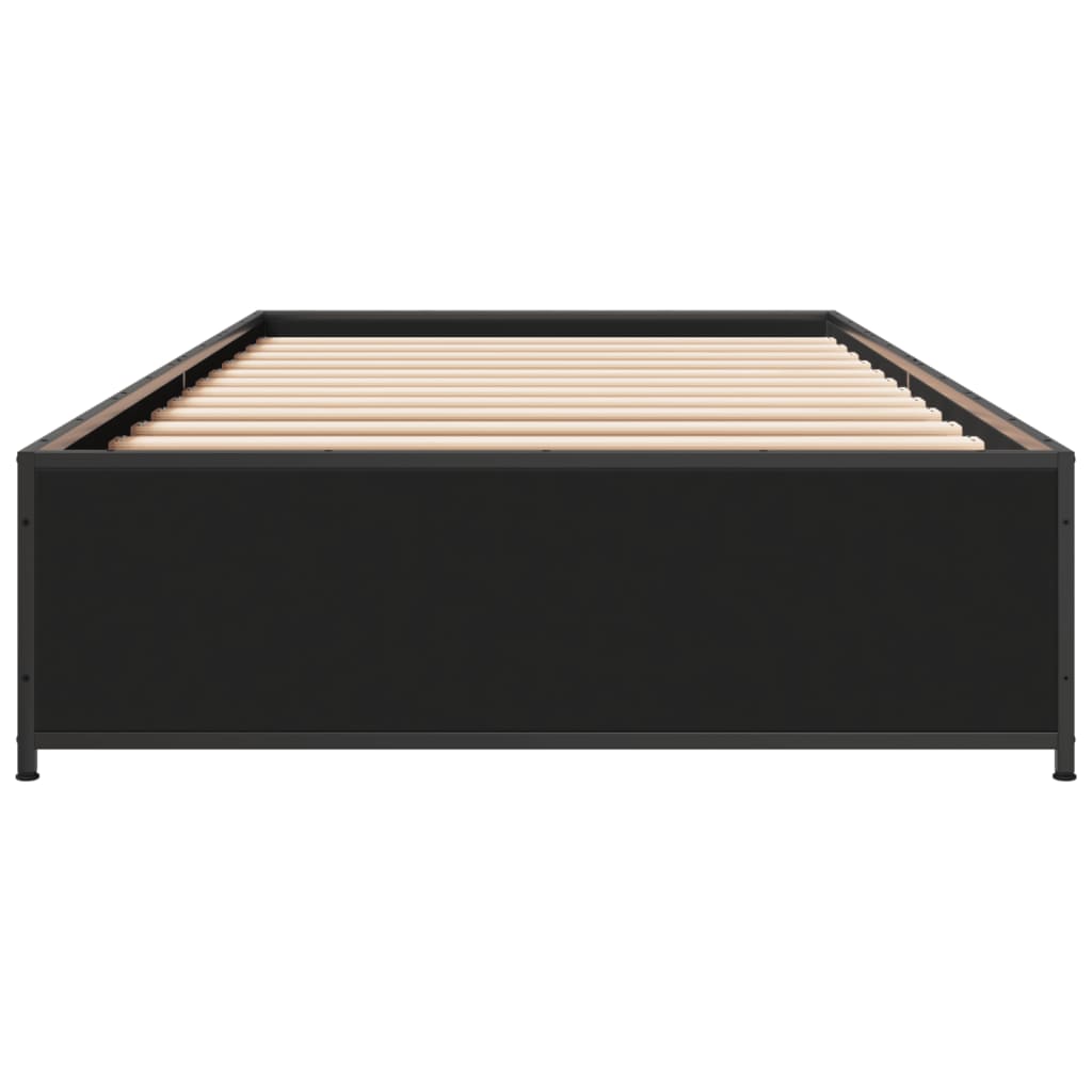 Okvir za krevet crni 75 x 190 cm od konstruirano drvo i metal