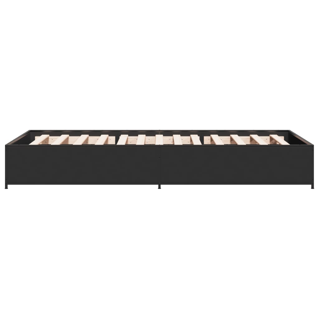 Okvir za krevet crni 75 x 190 cm od konstruirano drvo i metal