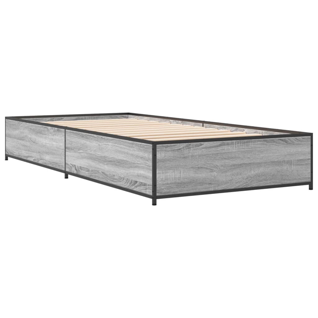 Okvir za krevet boja hrasta 75x190 cm konstruirano drvo i metal