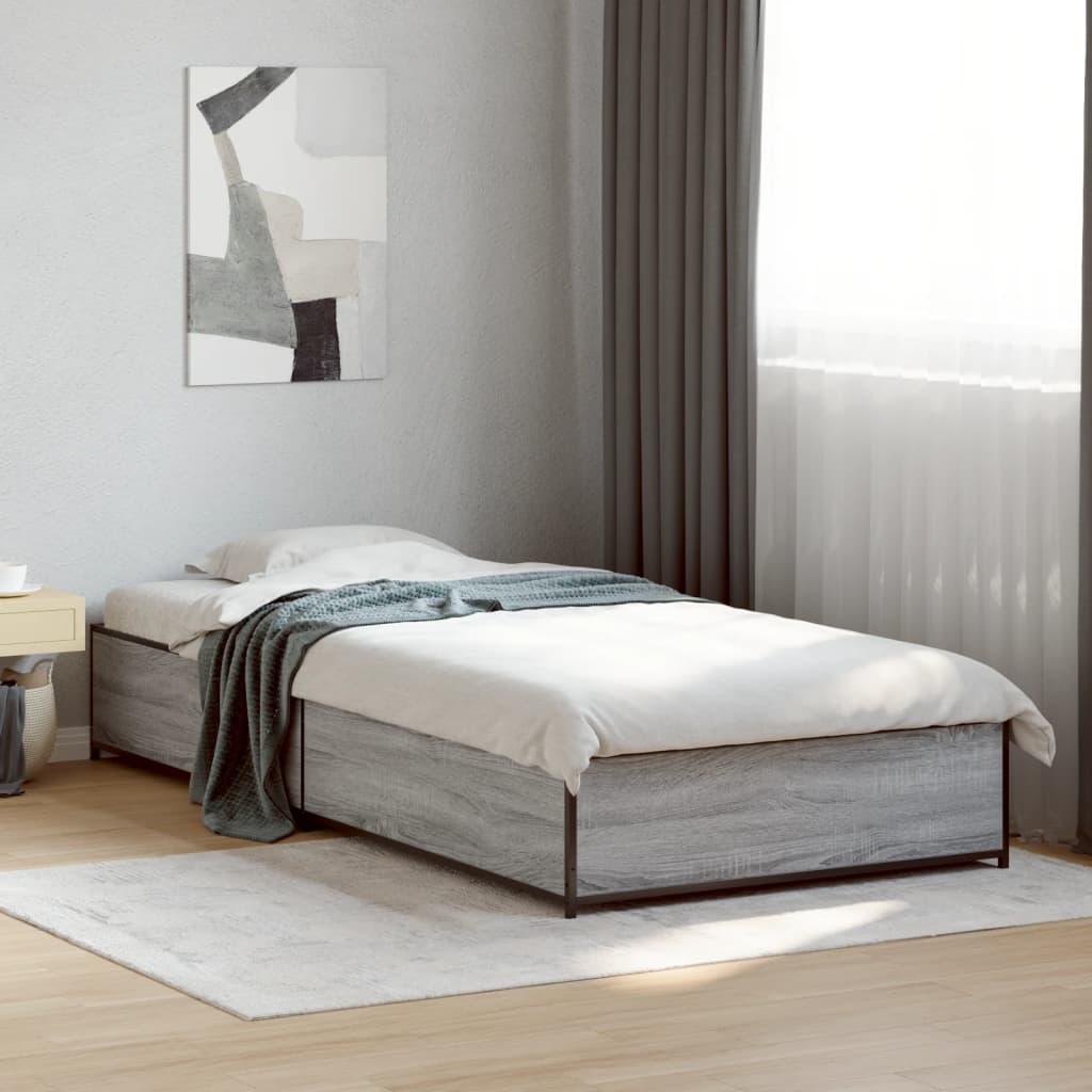 Okvir za krevet boja hrasta 75x190 cm konstruirano drvo i metal