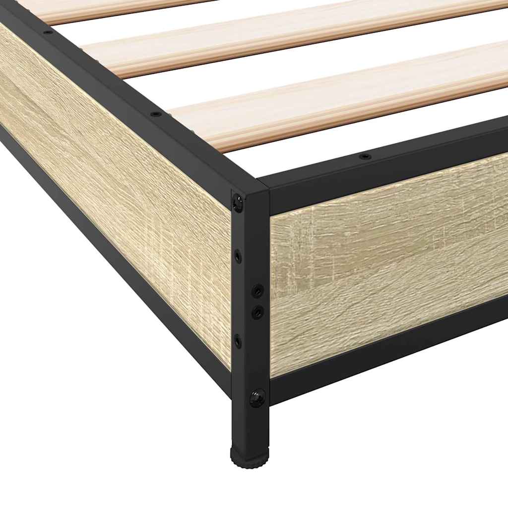Okvir kreveta boja hrasta 120x200 cm konstruirano drvo i metal