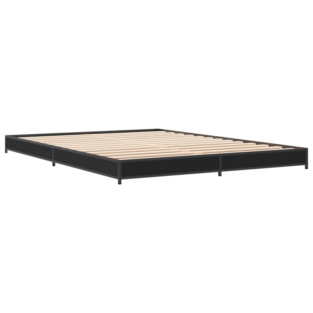 Okvir za krevet crni 135x190 cm konstruirano drvo i metal