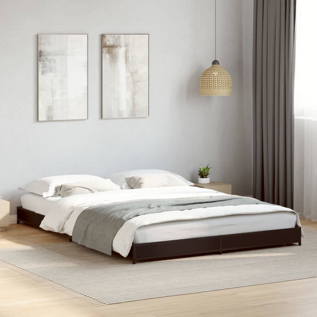 Okvir za krevet crni 135x190 cm konstruirano drvo i metal
