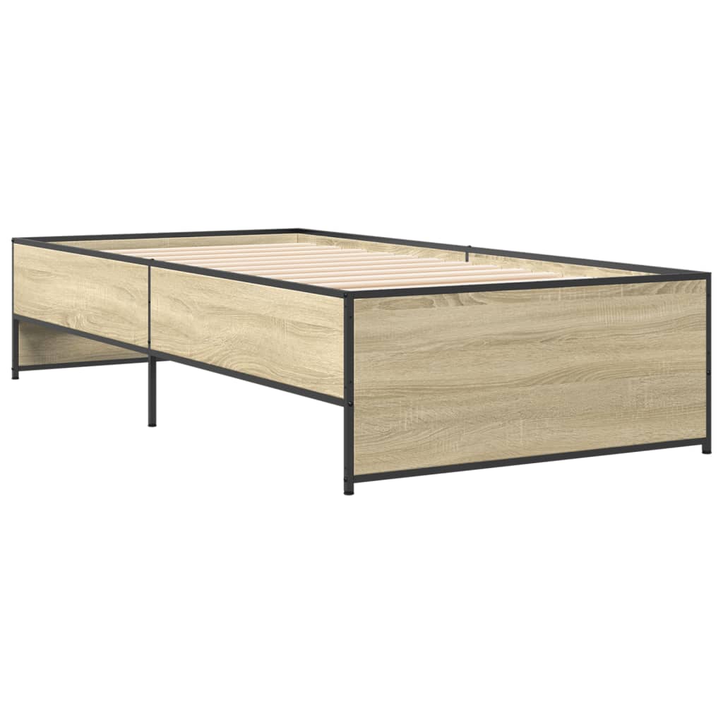 Okvir za krevet boja hrasta 90x200 cm konstruirano drvo i metal