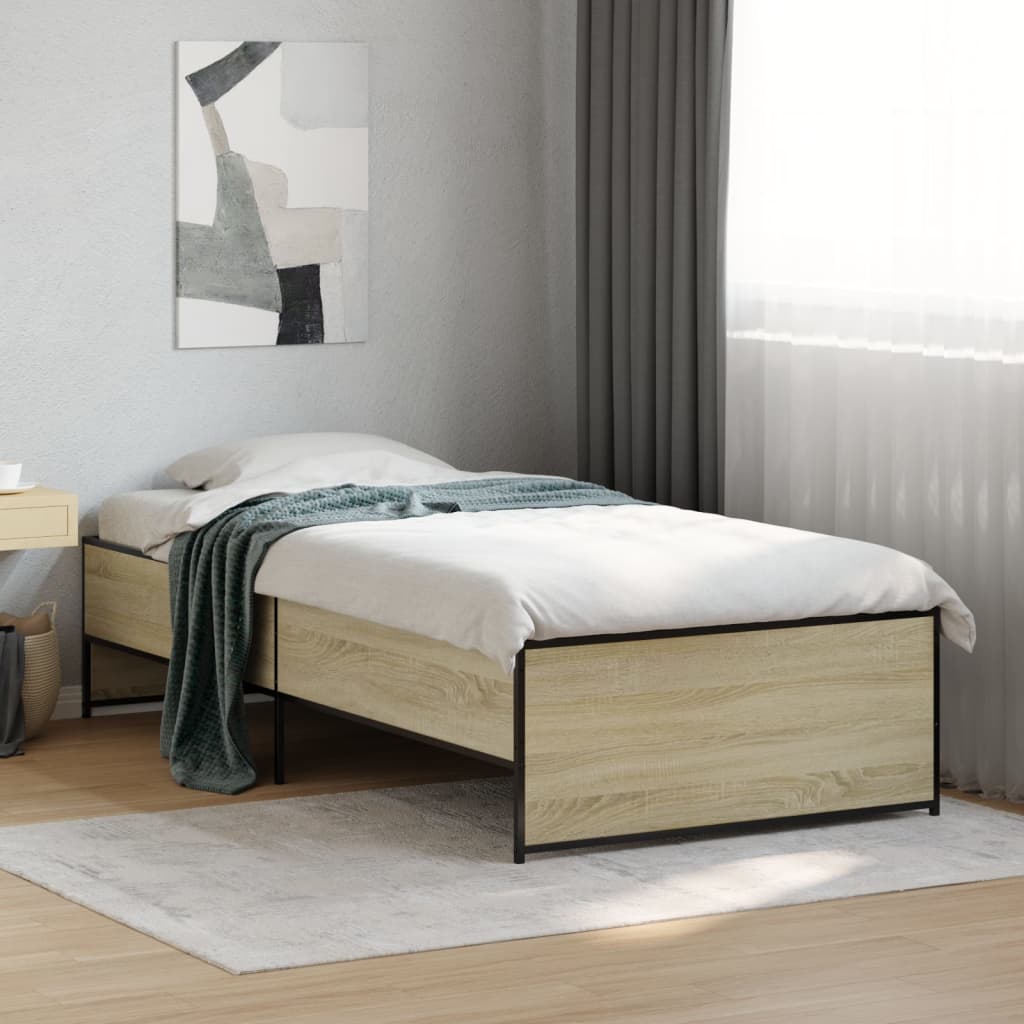 Okvir za krevet boja hrasta 90x200 cm konstruirano drvo i metal
