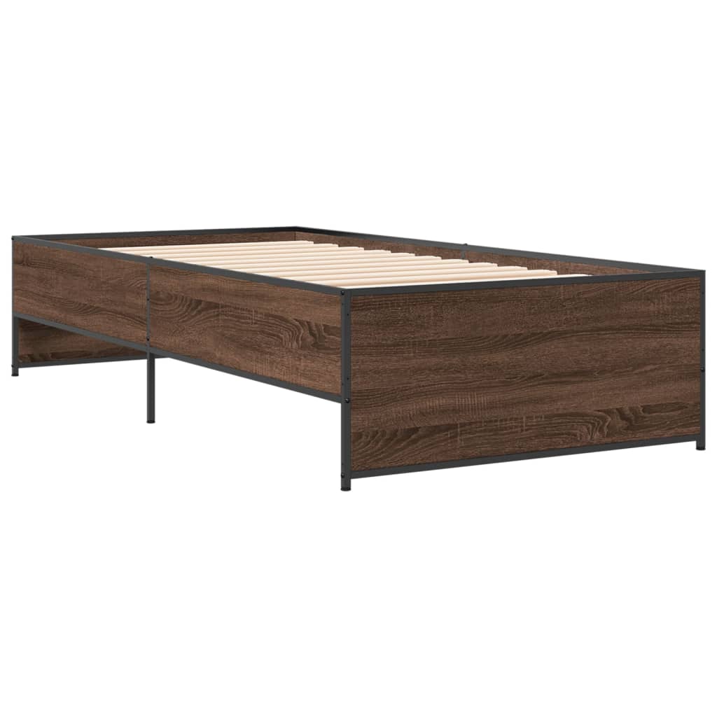 Okvir za krevet smeđi hrast 90x200 cm konstruirano drvo i metal