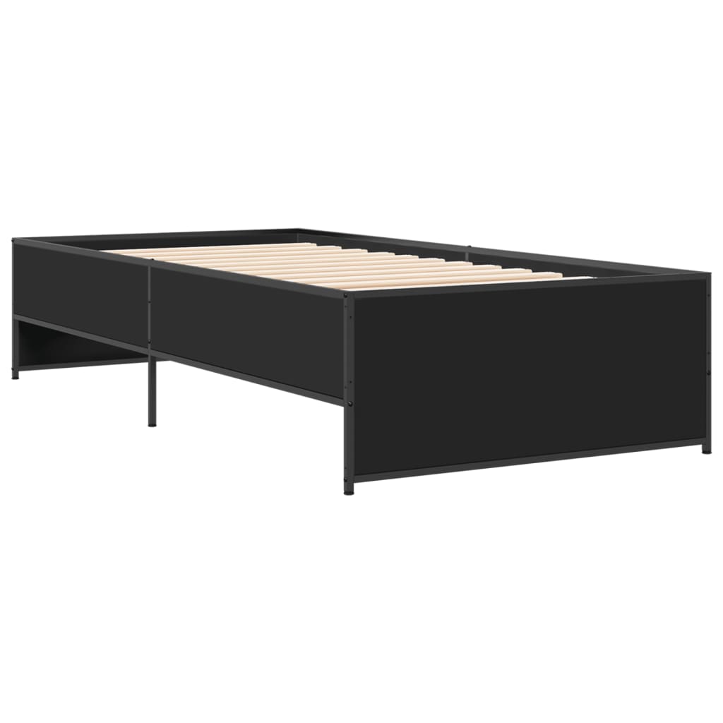 Okvir za krevet crni 90 x 190 cm od konstruiranog drvo i metal