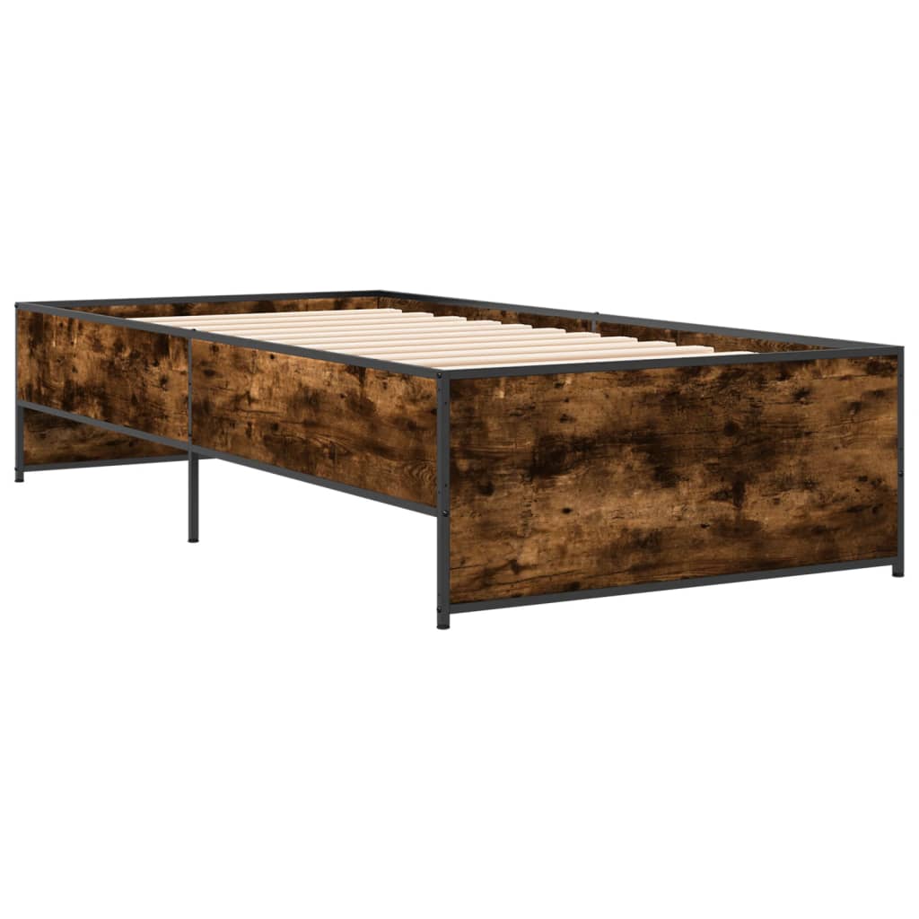 Okvir krevet boja hrasta 90 x 190 cm konstruirano drvo i metal