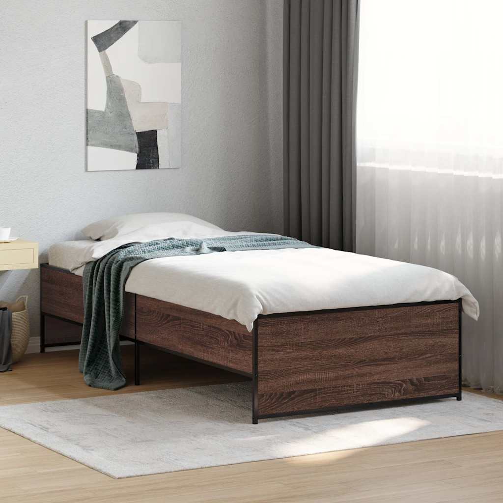 Okvir za krevet smeđi hrast 90x190 cm konstruirano drvo i metal