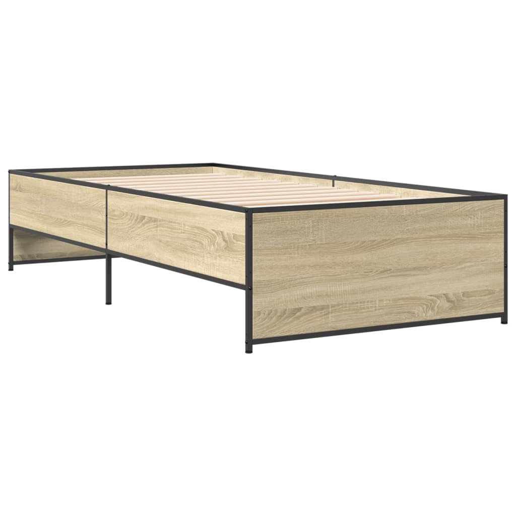 Okvir za krevet boja hrasta 75x190 cm konstruirano drvo i metal