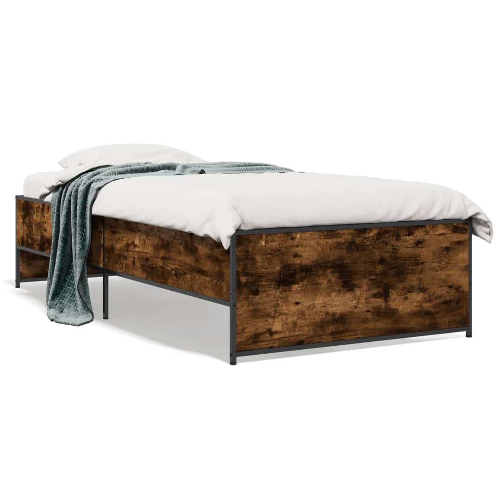 Okvir kreveta boja hrasta 75 x 190 cm konstruirano drvo i metal