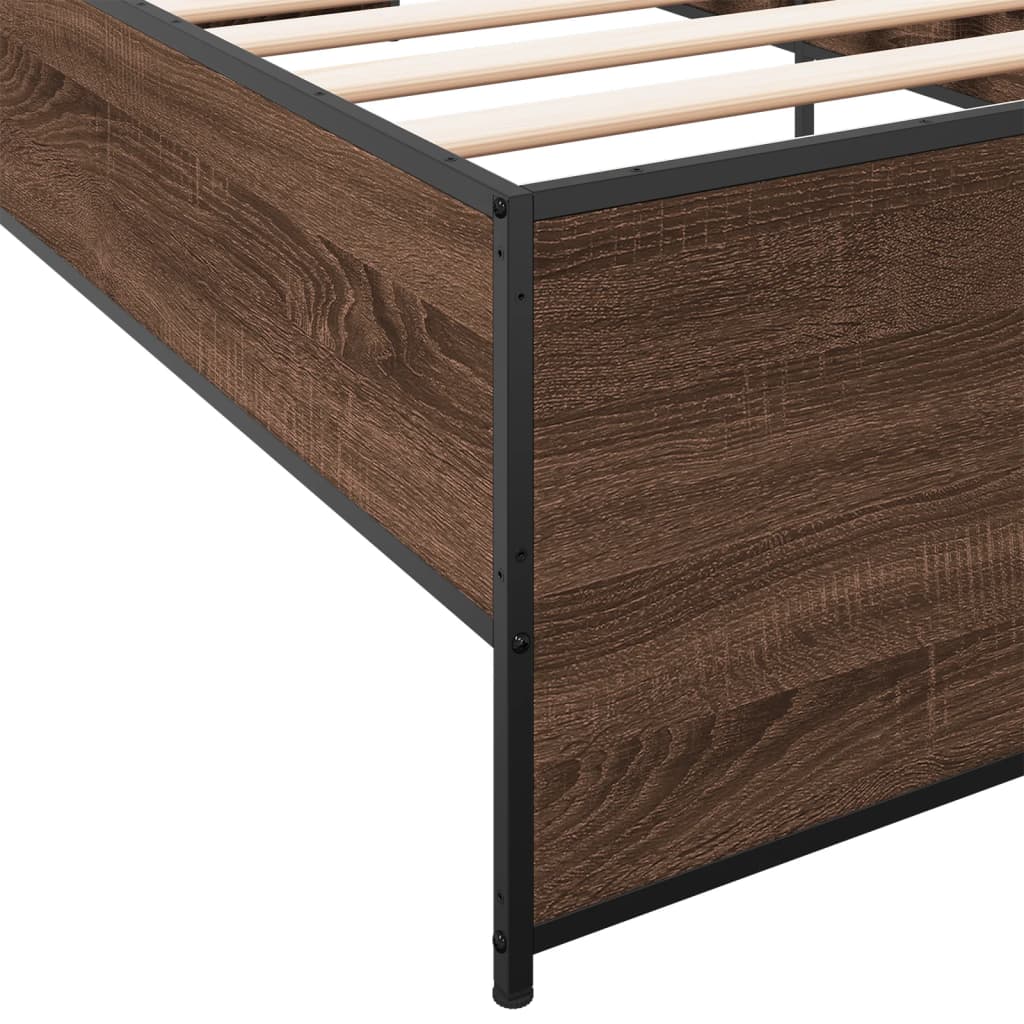 Okvir za krevet smeđi hrast 75x190 cm konstruirano drvo i metal