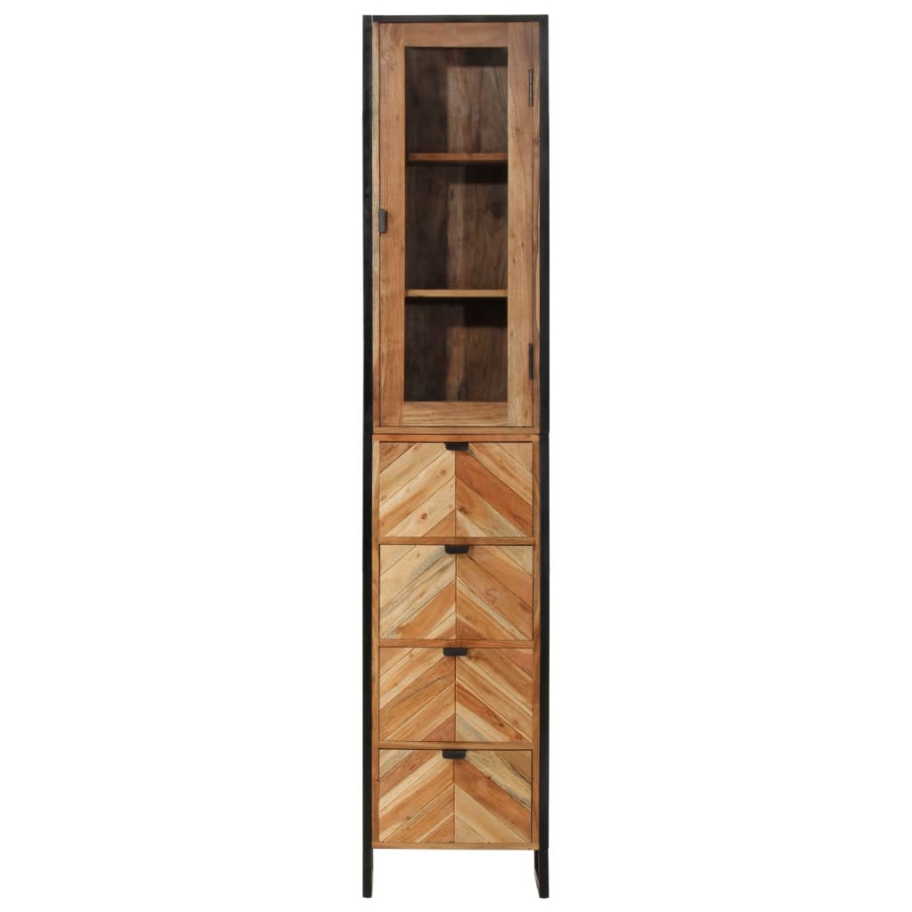 Kupaonski ormarić 40x27x190 cm željezo i masivno bagremovo drvo