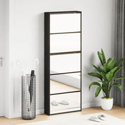 Ormarić za cipele s ogledalom 5 razina crni 63 x 17 x 169,5 cm