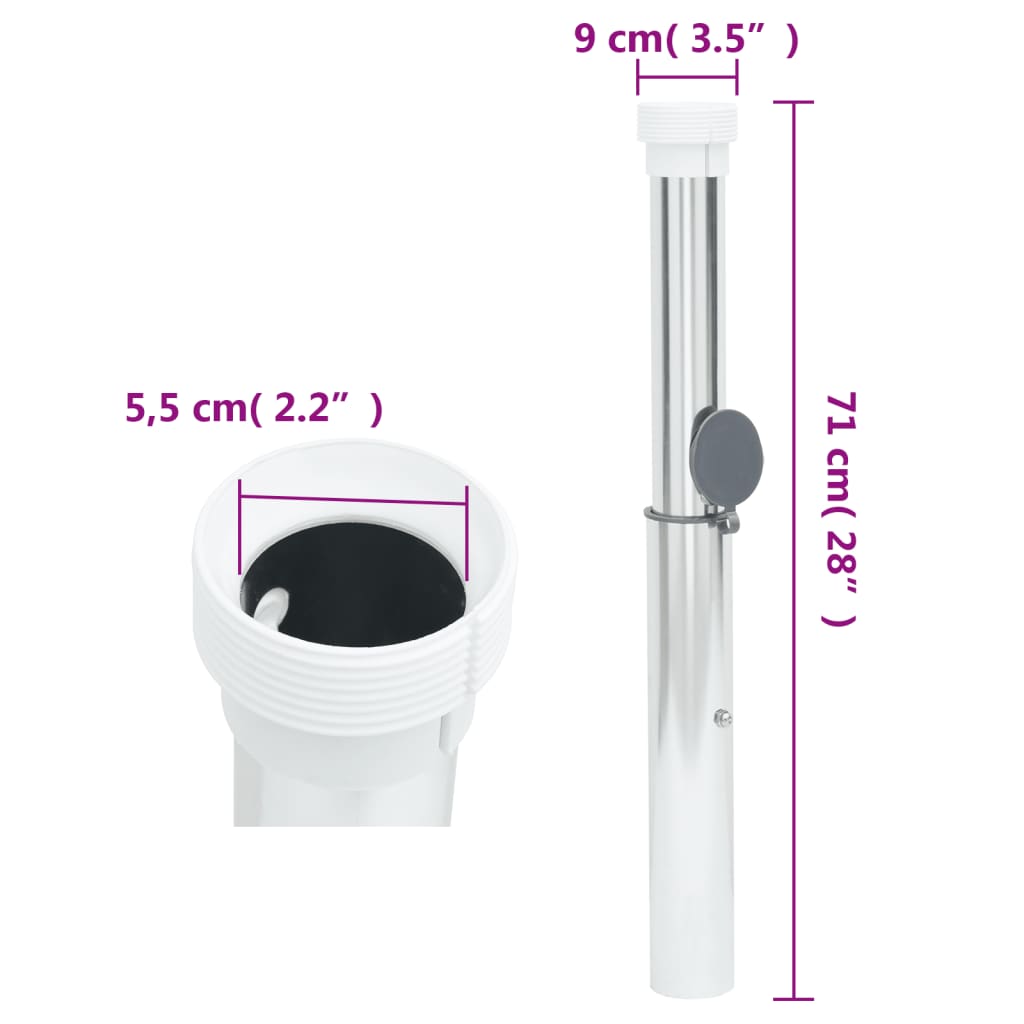 Ukopana baza za suncobran za stup od 40-50 mm srebrna aluminij