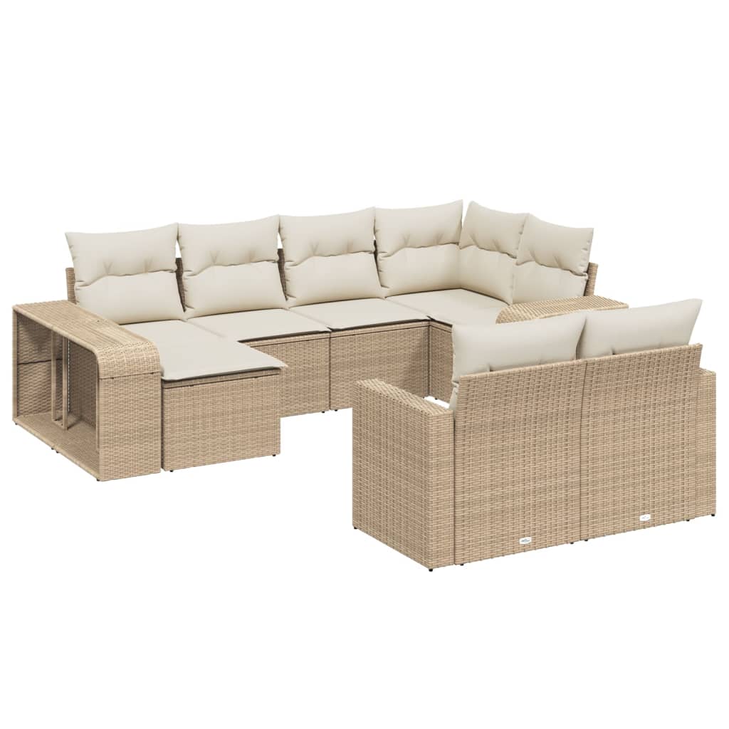 10-dijelni set vrtnih sofa s jastucima bež od poliratana
