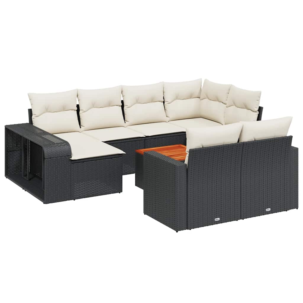 11-dijelni set vrtnih sofa od poliratana s jastucima crni