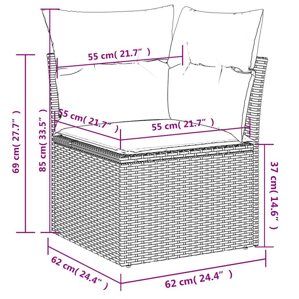 11-dijelni set vrtnih sofa od poliratana s jastucima crni