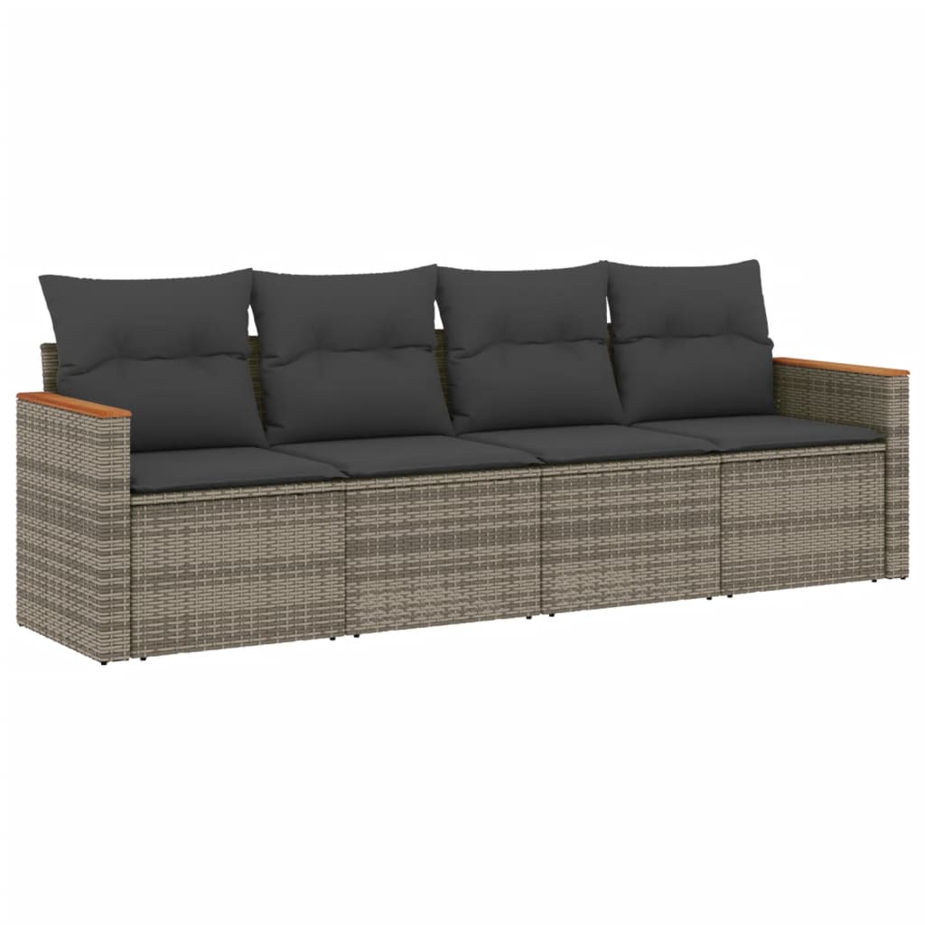4-dijelni set vrtnih sofa od poliratana s jastucima sivi
