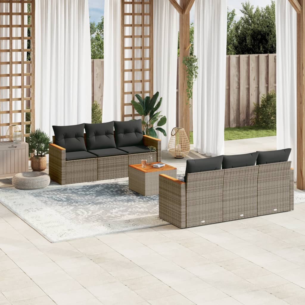 7-dijelni set vrtnih sofa sivi od poliratana