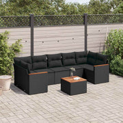 8-dijelni set vrtnih sofa od poliratana s jastucima crni