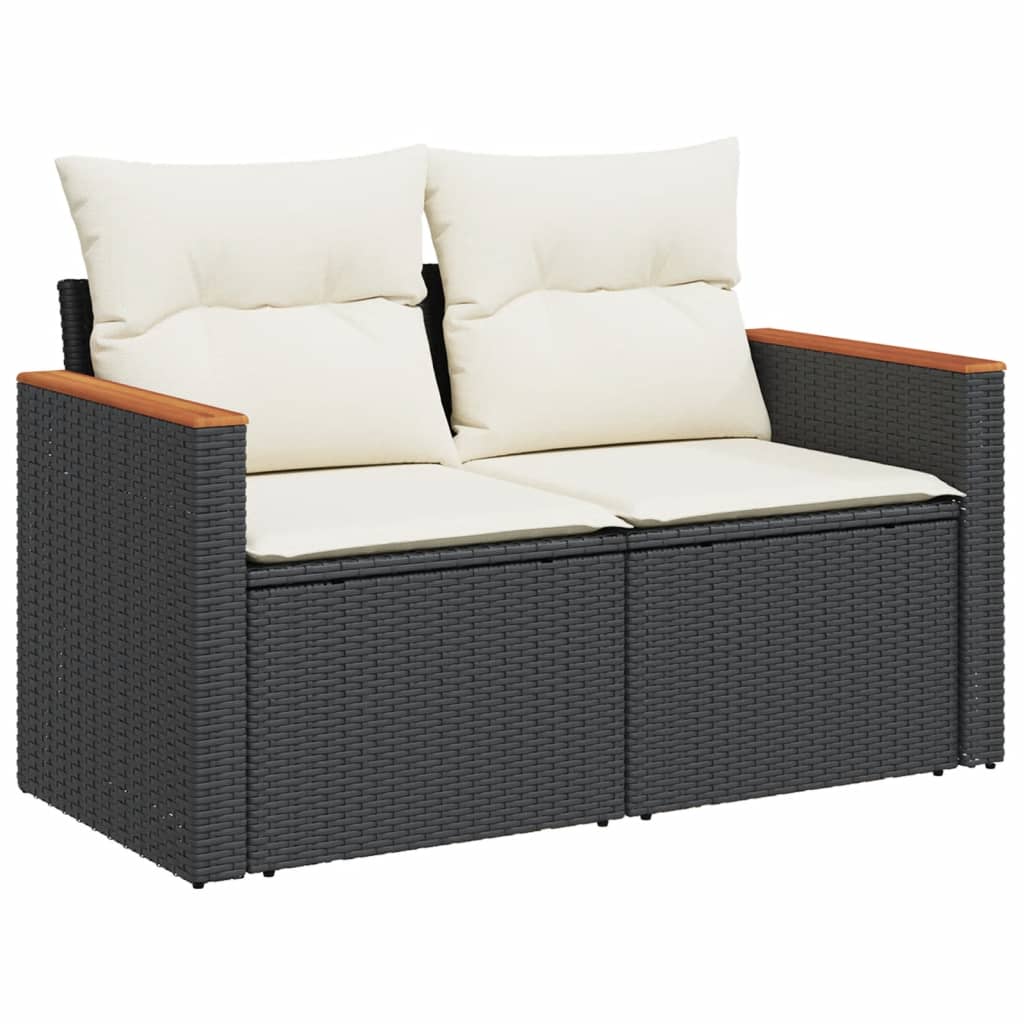 6-dijelni set vrtnih sofa s jastucima crni od poliratana