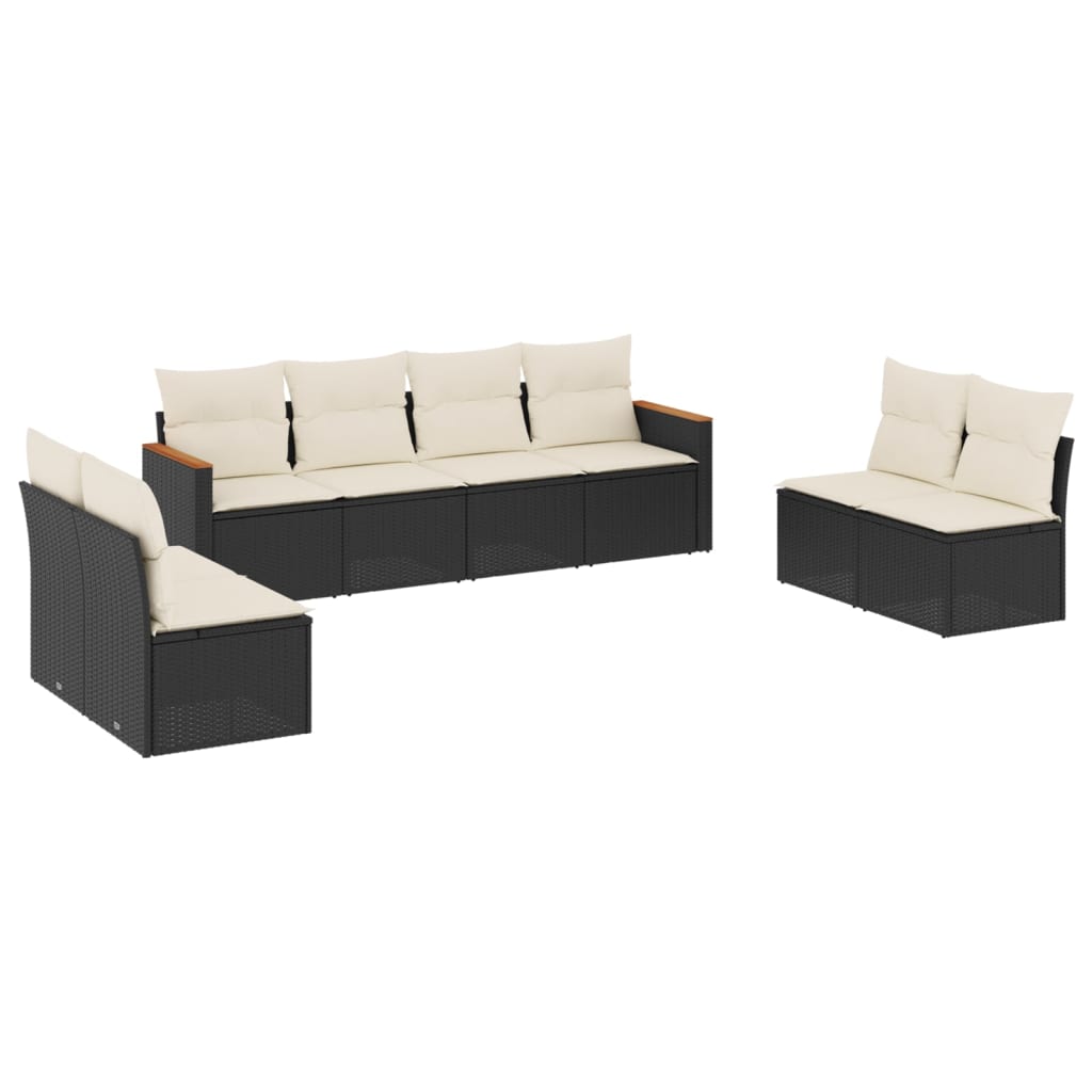 8-dijelni set vrtnih sofa od poliratana s jastucima crni