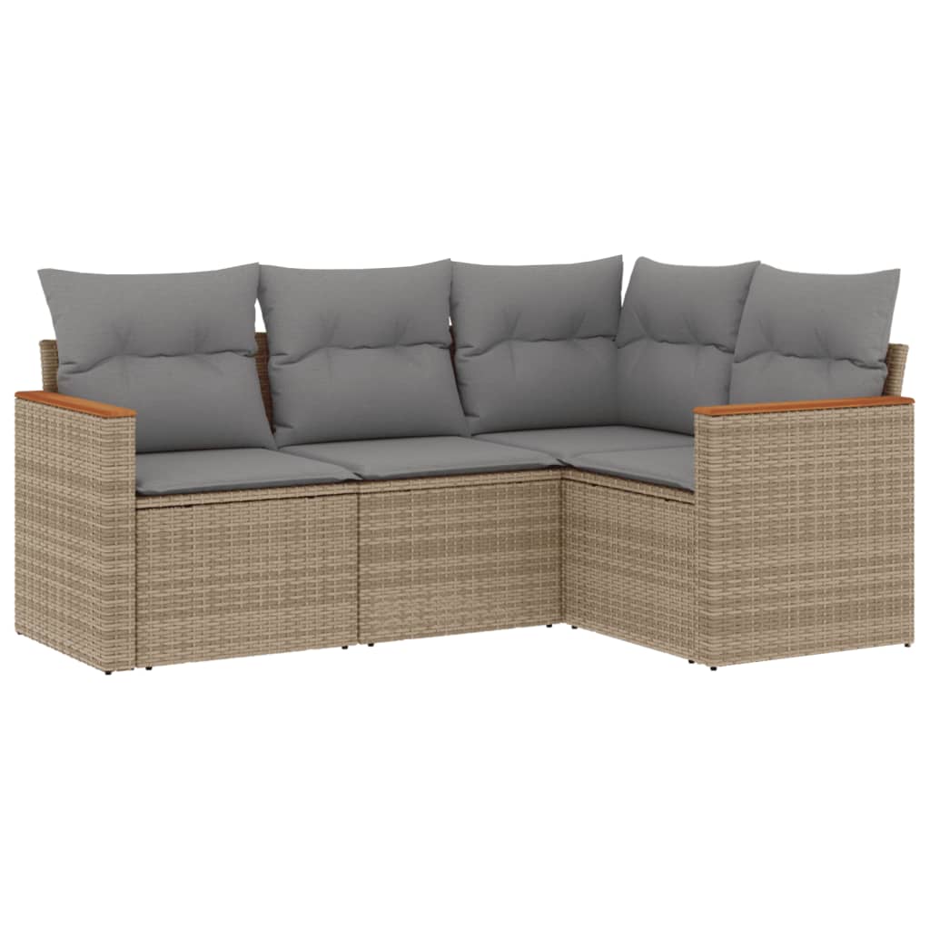 4-dijelni set vrtnih sofa s jastucima bež od poliratana