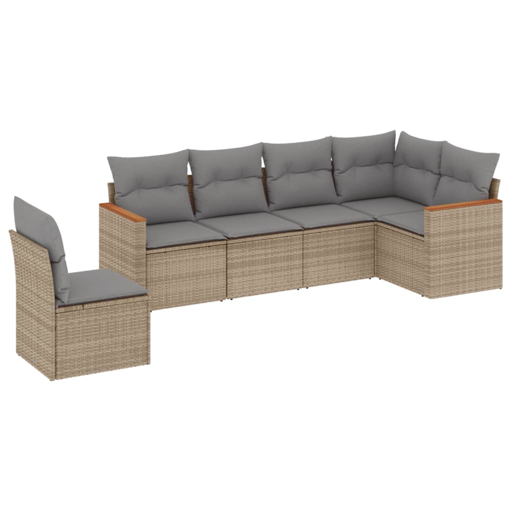 6-dijelni set vrtnih sofa s jastucima bež od poliratana