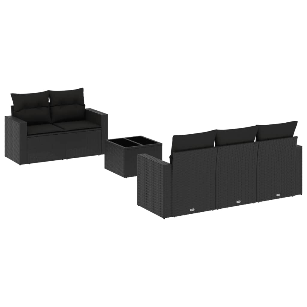 6-dijelni set vrtnih sofa s jastucima crni od poliratana