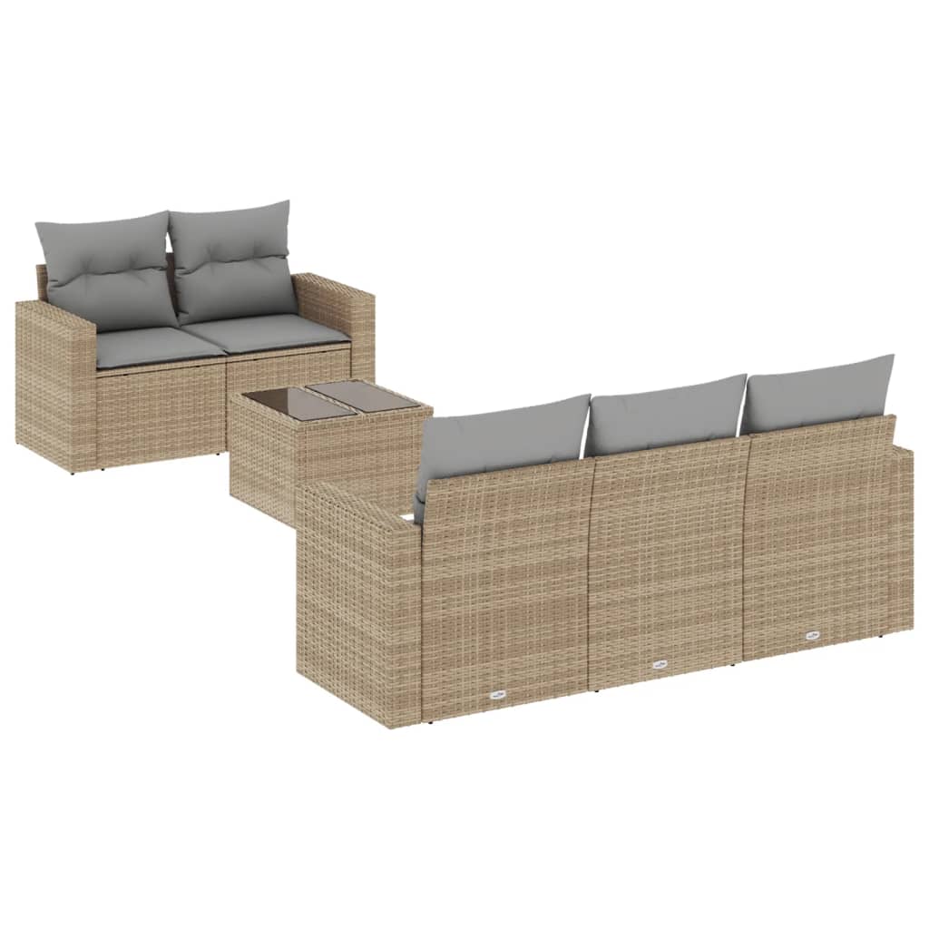 6-dijelni set vrtnih sofa s jastucima bež od poliratana
