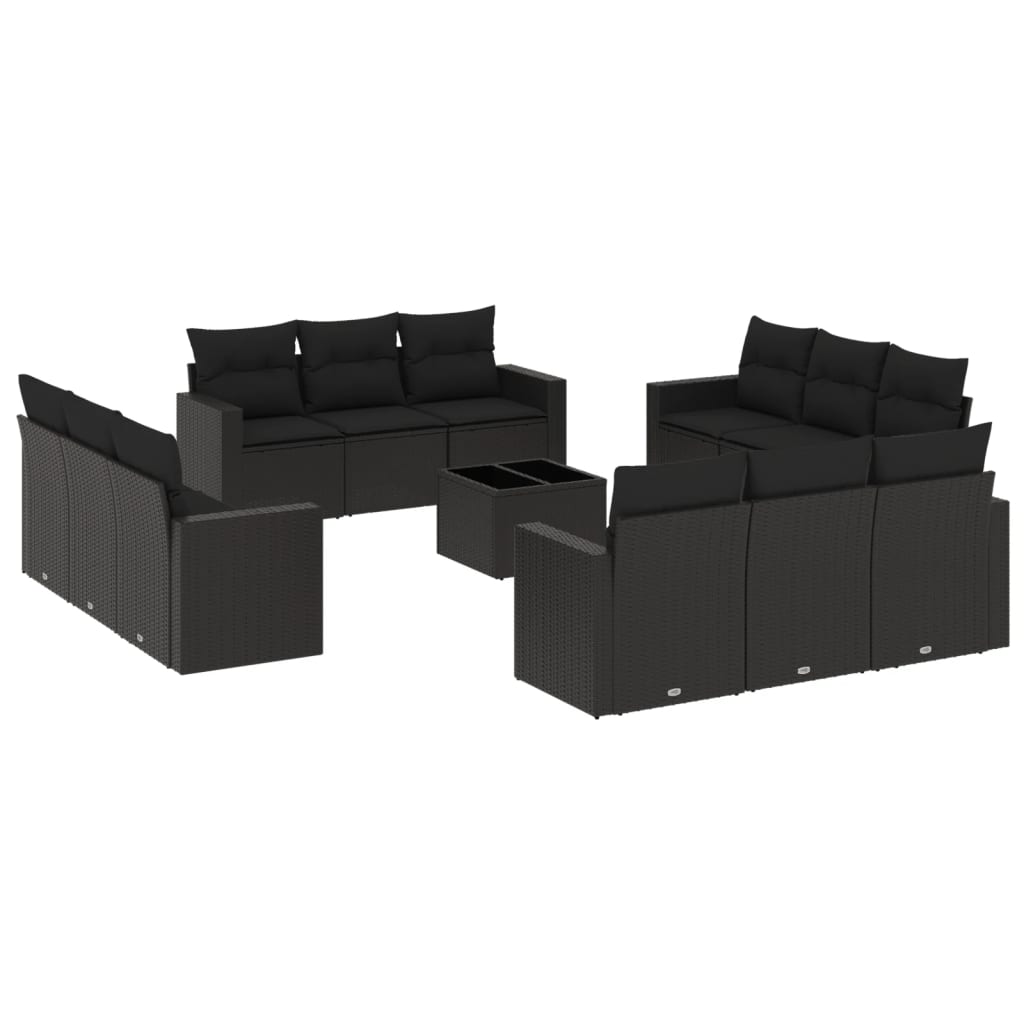 13-dijelni set vrtnih sofa s jastucima poliratan crni