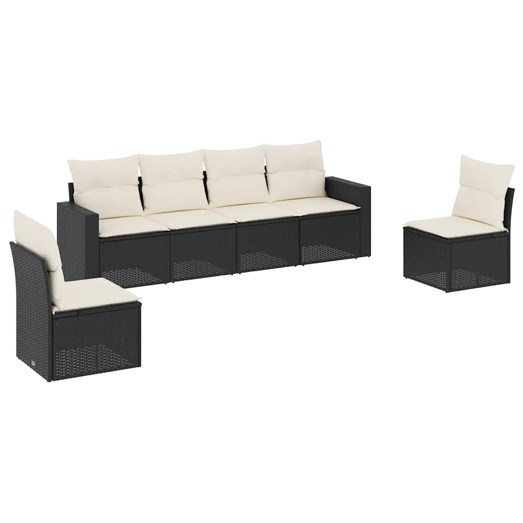 6-dijelni set vrtnih sofa s jastucima crni od poliratana