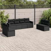 8-dijelni set vrtnih sofa od poliratana s jastucima crni Crna 65.5 x 62 x 69 cm