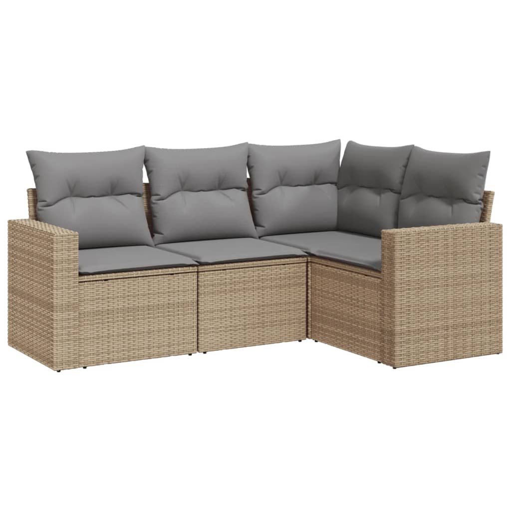 4-dijelni set vrtnih sofa s jastucima bež od poliratana