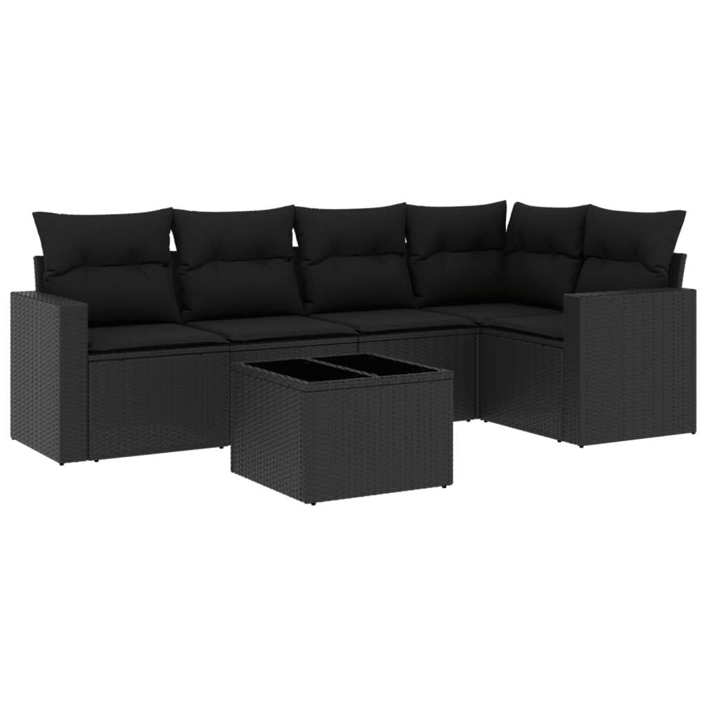 6-dijelni set vrtnih sofa s jastucima crni od poliratana