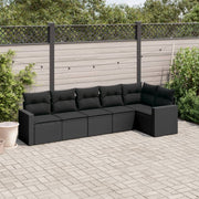 6-dijelni set vrtnih sofa s jastucima crni od poliratana Crna 65.5 x 62 x 69 cm