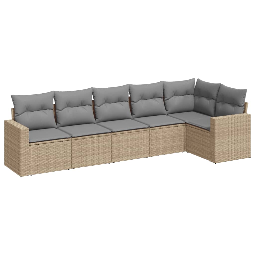 6-dijelni set vrtnih sofa s jastucima bež od poliratana